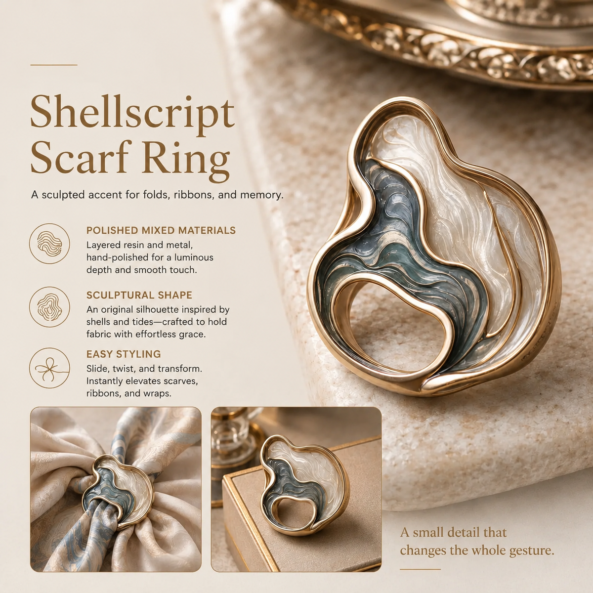 Boilydieo™ Shellscript Scarf Ring
